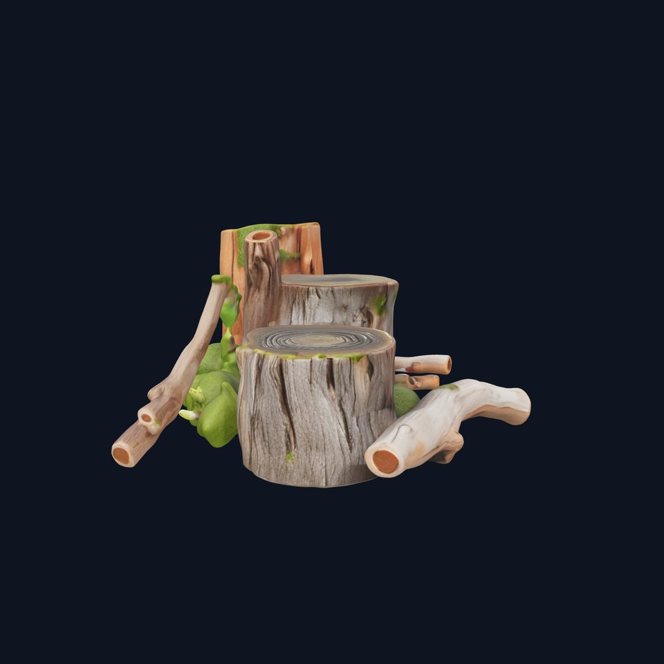 Woodland Stumps and Logs Model Pack with Moss and Flowers